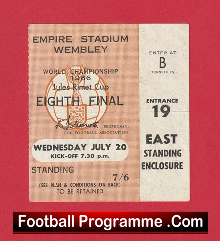 England v France 1966 - Ticket World Cup Genuine - Image 2