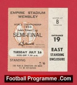 England v Portugal 1966 - Ticket World Cup Genuine Semi Final