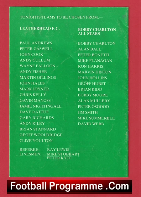 Leatherhead v Bobby Charlton All Star X1 1987 - Image 3