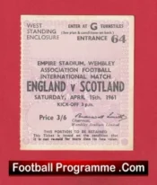 England v Scotland 1961 – Football Match Ticket Wembley