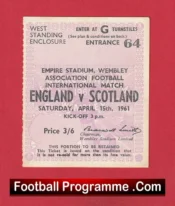 England v Scotland 1961 – Football Match Ticket Wembley
