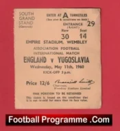 England v Yugoslavia 1960 – Football Match Ticket
