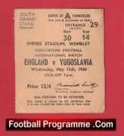 England v Yugoslavia 1960 – Football Match Ticket