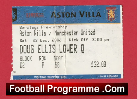 Aston Villa v Manchester United 2006 - Football Ticket - Image 2