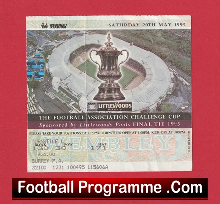 Manchester United v Everton 1995 - FA Cup Final Football Ticket - Image 2