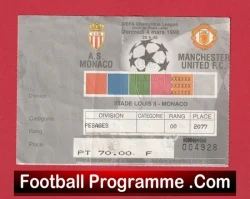 Monaco v Manchester United 1998 - Match Ticket