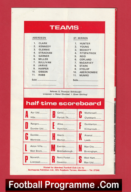 Aberdeen v St Mirren 1977 - Alex Ferguson Manager - Image 3
