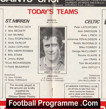 St Mirren v Glasgow Celtic 1978 - Alex Ferguson Manager - Image 3