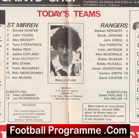 St Mirren v Glasgow Rangers 1978 - Alex Ferguson Manager - Image 3