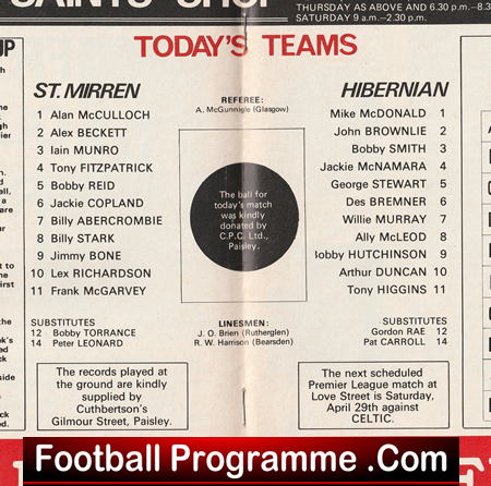 St Mirren v Hibernian Hibs 1978 - Alex Ferguson Manager - Image 3