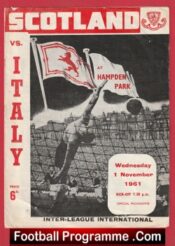 Scotland v Italy 1961 – Hampden Park Denis Law Italian Team