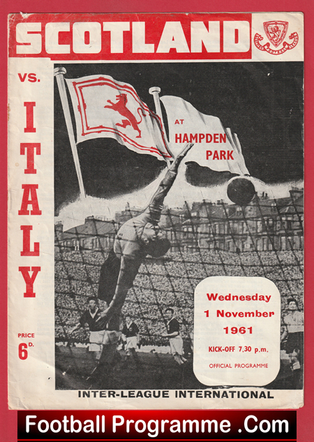 Scotland v Italy 1961 - Hampden Park Denis Law Italian Team - Image 2