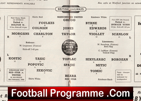 Manchester United v Red Star Belgrade 1958 - Munich Season 1957/58 - Image 3
