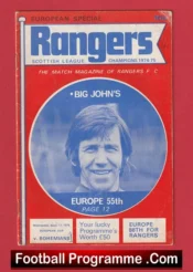 Glasgow Rangers v Bohemian 1975 – European Cup ECWC