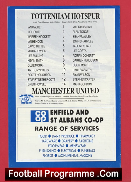 Tottenham Hotspur v Manchester United 1990 Youth Cup Semi Final - Image 3