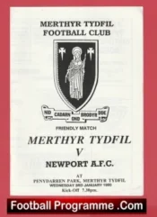 Merthyr Tydfil v Newport 1990 – Friendly Match Wales