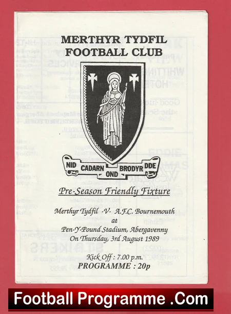 Merthyr Tydfil v Bournemouth 1989 - Pre Season Friendly - Image 2