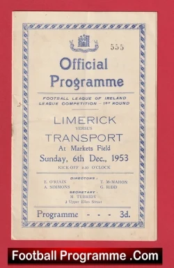 Limerick City v Transport 1953 - Ireland Irish