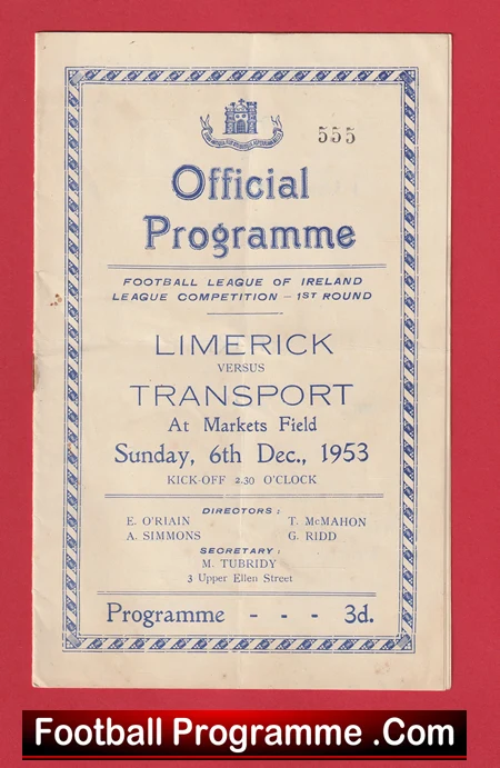Limerick City v Transport 1953 - Ireland Irish - Image 2