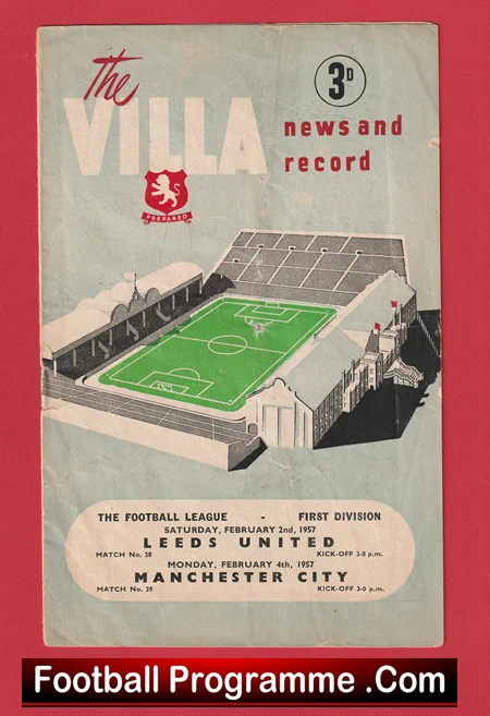 Aston Villa v Manchester City 1957 - Multi Autographed Signed - Image 2