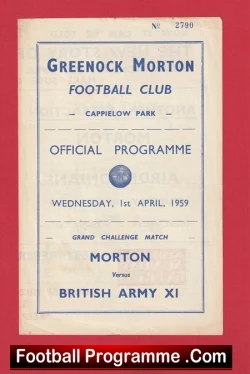 Greenock Morton v British Army 1959 - Cappielow Park Scotland