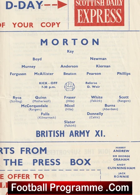 Greenock Morton v British Army 1959 - Cappielow Park Scotland - Image 3