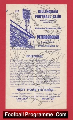 Gillingham v Peterborough United 1966 - Multi Signed Autographed