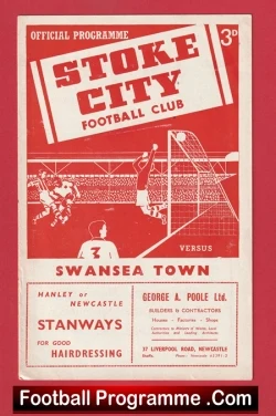 Stoke City v Swansea 1953 - Old Football Programmes