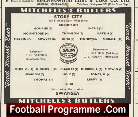 Stoke City v Swansea 1953 - Old Football Programmes - Image 3