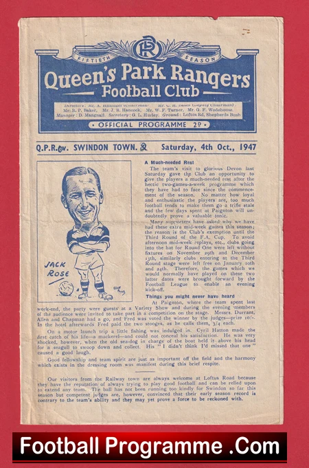 Queens Park Rangers v Swindon Town 1947 - 1940s QPR - Image 2