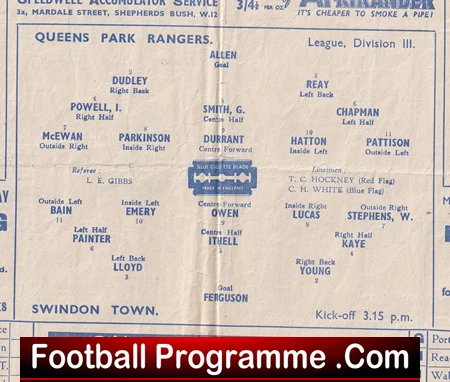 Queens Park Rangers v Swindon Town 1947 - 1940s QPR - Image 3