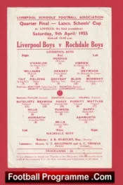 Liverpool v Rochdale 1955 Schoolboys Quarter Final at Anfield