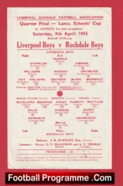 Liverpool v Rochdale 1955 Schoolboys Quarter Final at Anfield