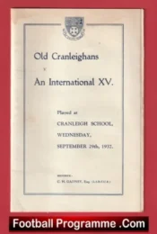 Old Cranleighans v International XV 1937 – 1930s Rugby Programme