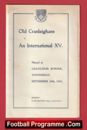 Old Cranleighans v International XV 1937 – 1930s Rugby Programme