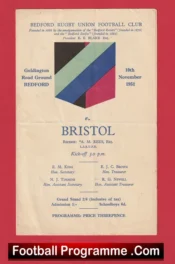 Bedford Rugby v Bristol 1951 – Old Rugby Programme