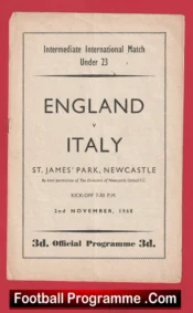England v Italy 1960 – U23 at Newcastle Bobby Moore Debut Bobby Charlton