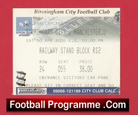 Birmingham City v Manchester United 2004 - Match Ticket - Image 2