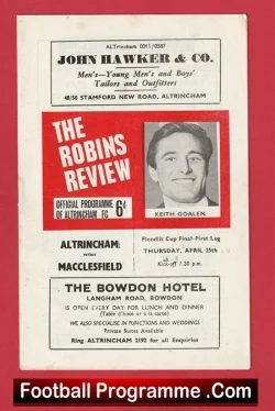 Altrincham v Macclesfield 1967 - Floodlit Cup Final - football programme