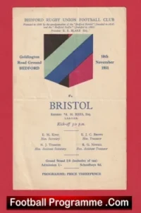 Bedford Rugby v Bristol 1951 – Old Rugby Programme