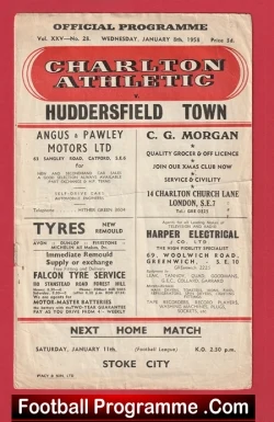 Charlton Athletic v Huddersfield Town 1958 - Denis Law - football programme