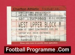 Charlton Athletic v Manchester United 2003 - Match Ticket - football memorabilia