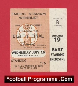England v France 1966 - Ticket World Cup Genuine - football memorabilia