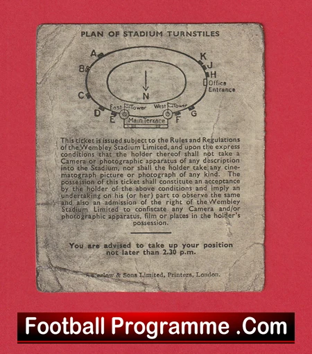 England v Scotland 1950 - Football Match Ticket Wembley - Image 3
