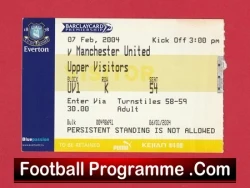 Everton v Manchester United 2004 - Football Match Ticket - football memorabilia