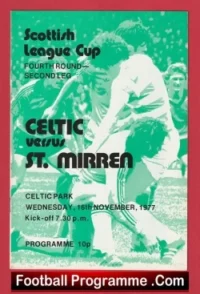 Glasgow Celtic v St Mirren 1977 – Alex Ferguson Manager