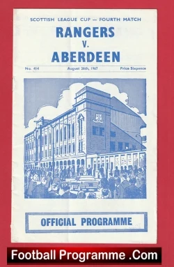 Glasgow Rangers v Aberdeen 1967 - Alex Ferguson Player - football programme