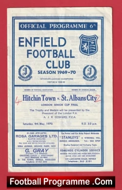 Hitchin Town v St Albans City 1970 - London Senior Cup Final - football programme