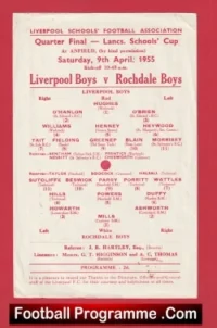Liverpool v Rochdale 1955 Schoolboys Quarter Final at Anfield