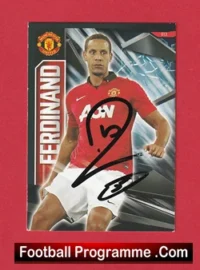 Manchester United Rio Ferdinand Autograph Signed Football Card Man Utd